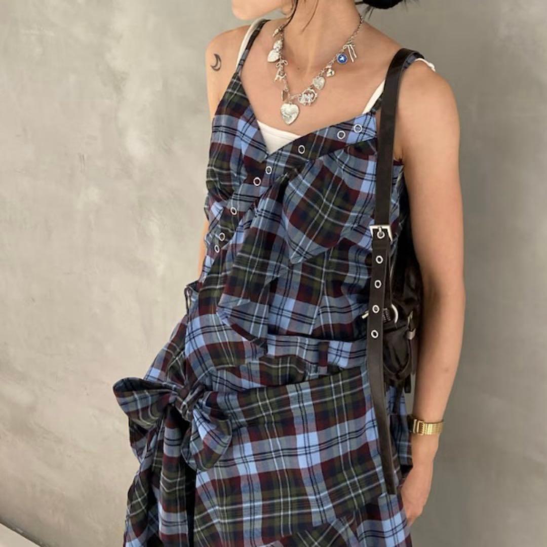 【美品】SLY ASYMMETRY HEM CAMI ロングワンピース チェック
