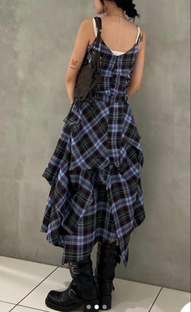 【美品】SLY ASYMMETRY HEM CAMI ロングワンピース チェック