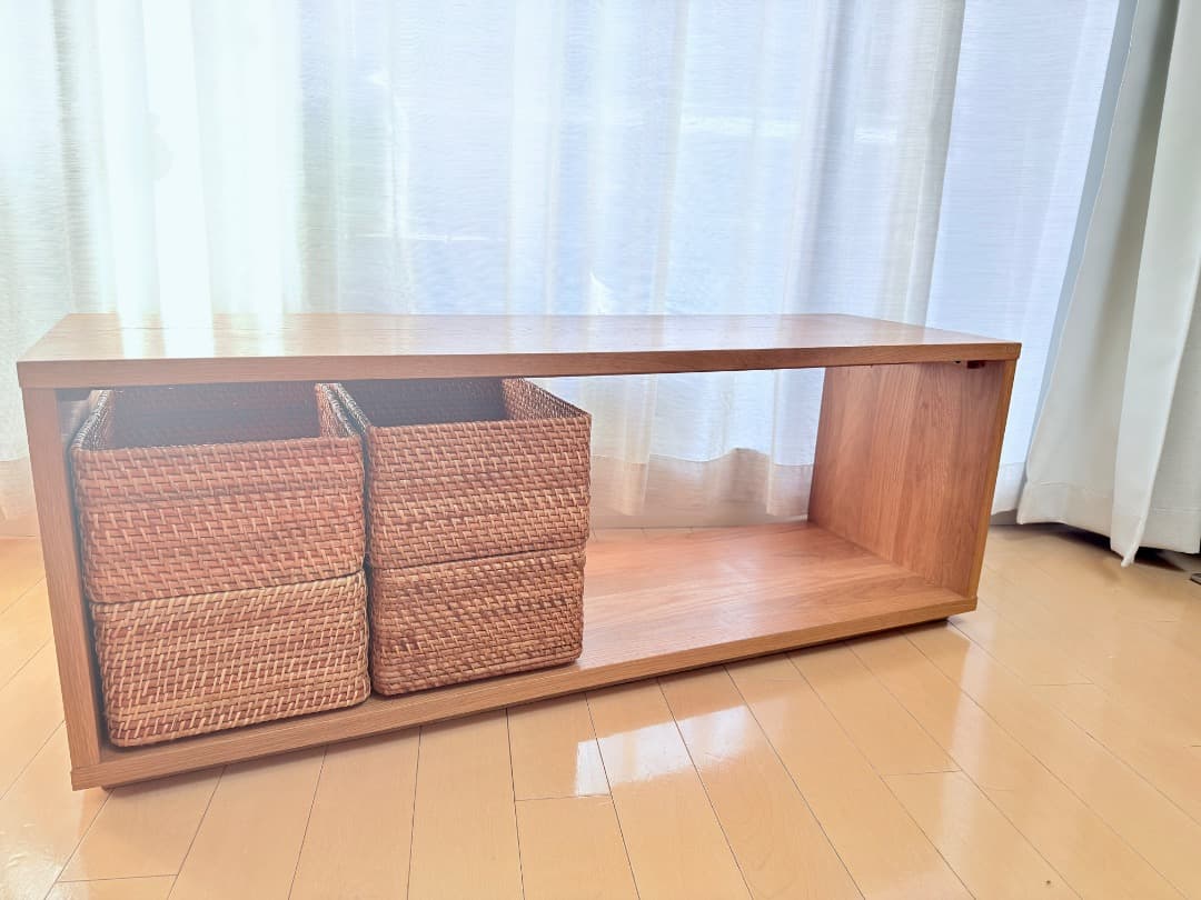 無印良品 重なるラタン長方形バスケット・中　４個セット