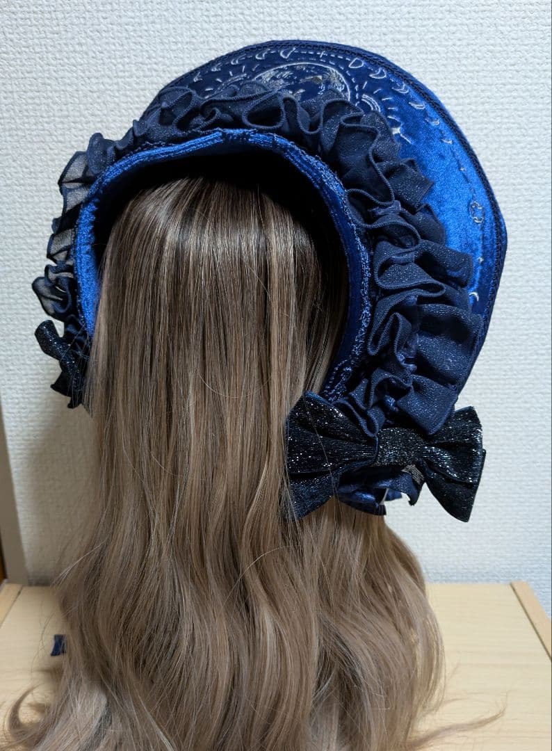 月の満ち欠け　ベルベット刺繍ボンネット/星箱Works