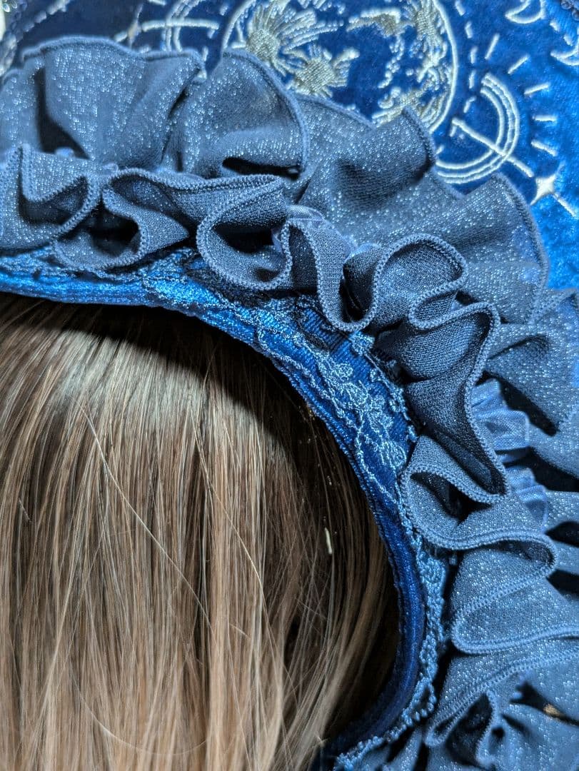 月の満ち欠け　ベルベット刺繍ボンネット/星箱Works