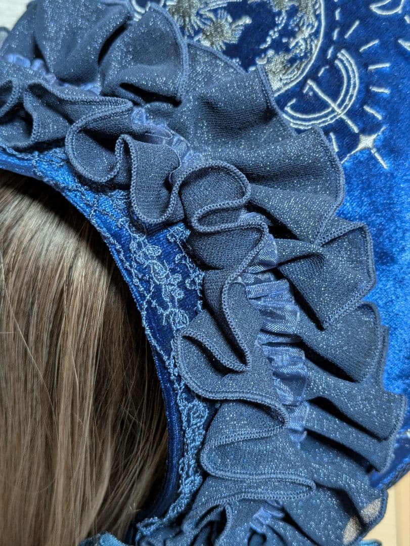 月の満ち欠け　ベルベット刺繍ボンネット/星箱Works