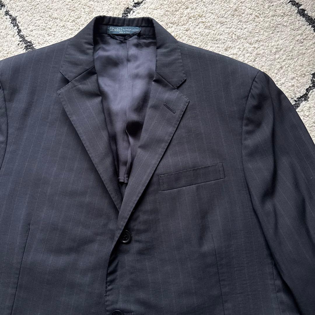 ポロバイラルフローレン　スーツ　セットアップ　ネイビー　ストライプ　イタリア製