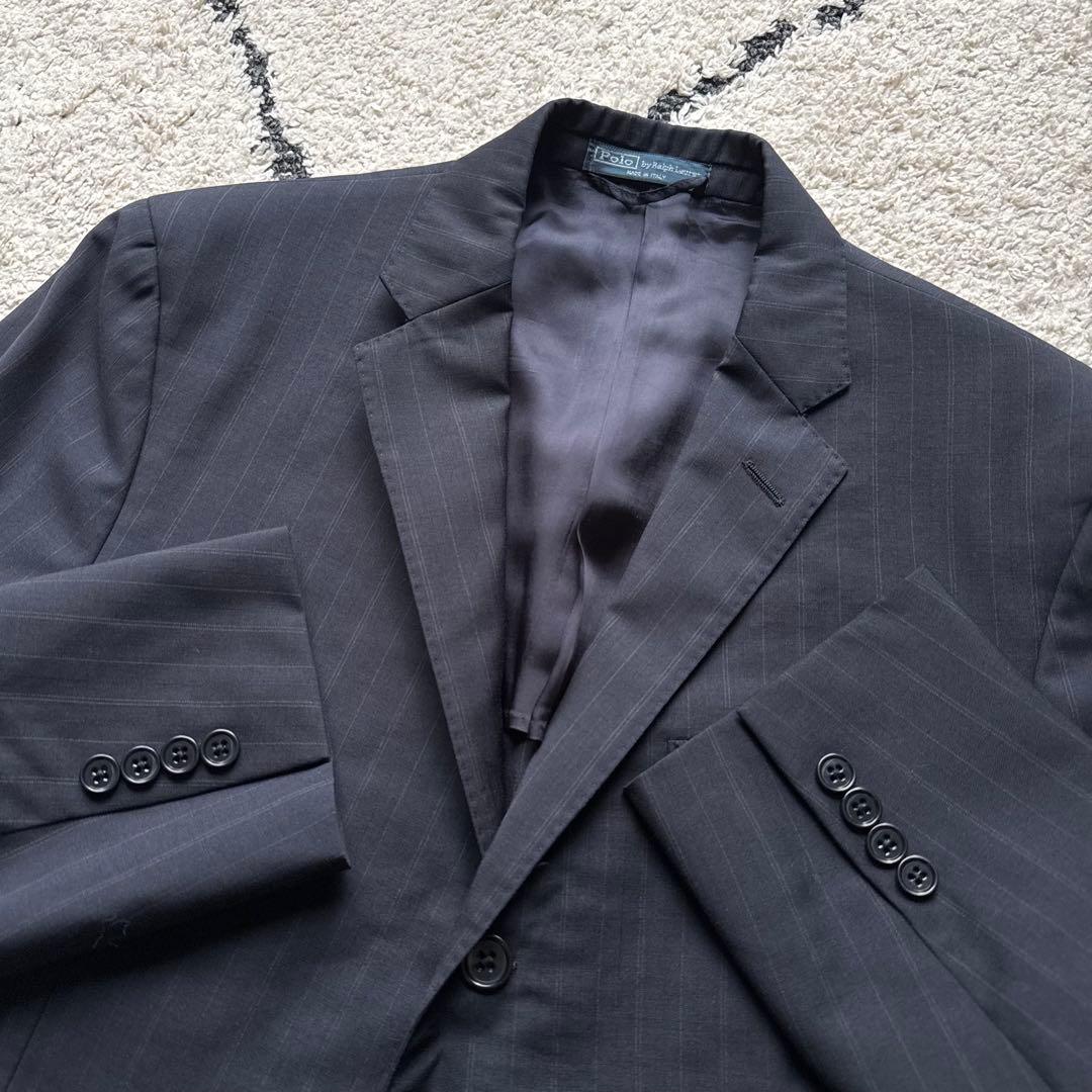 ポロバイラルフローレン　スーツ　セットアップ　ネイビー　ストライプ　イタリア製