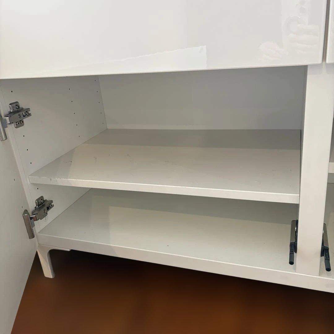 IKEAイケア ベストー キャビネット ホワイト ガラス天板付き 引取歓迎