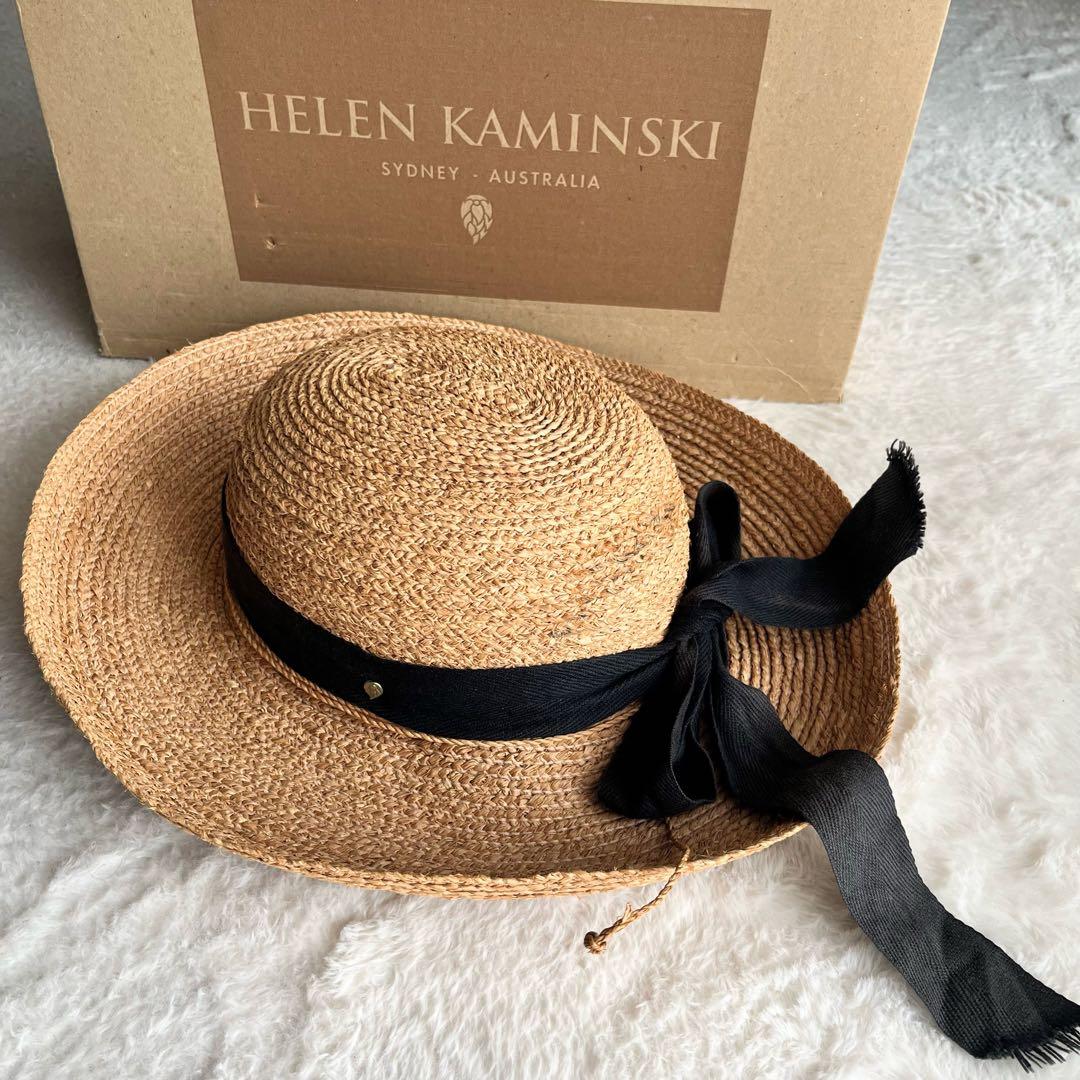 ヘレンカミンスキー ニューポート ラフィアハット 麦わら帽子 リボン