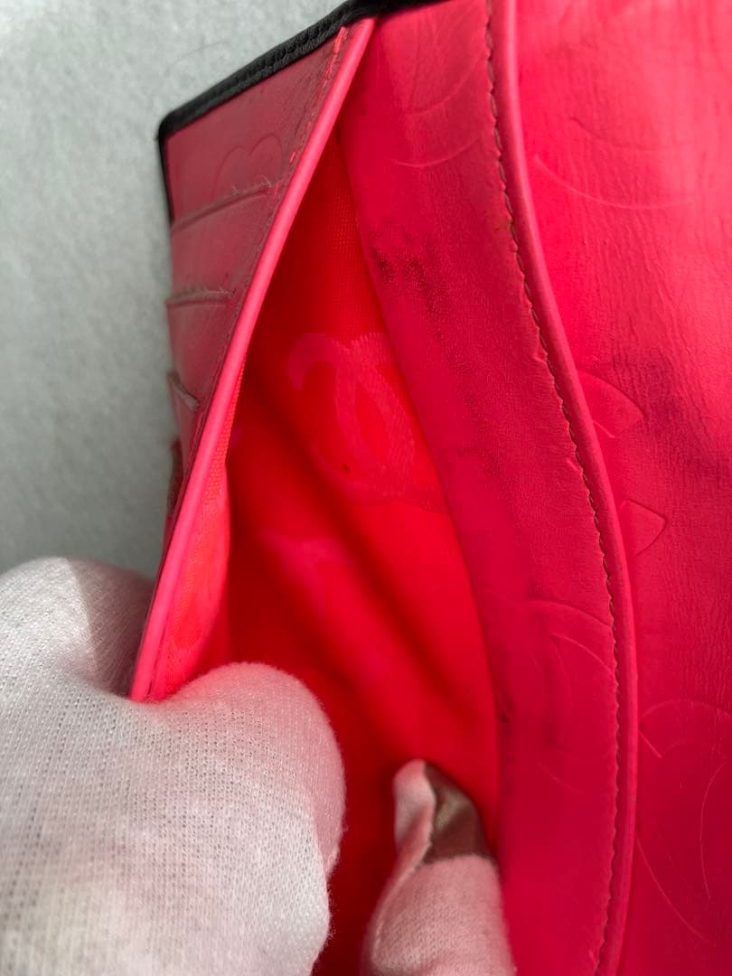 シャネル 長財布 カンボンライン ブラック ピンク