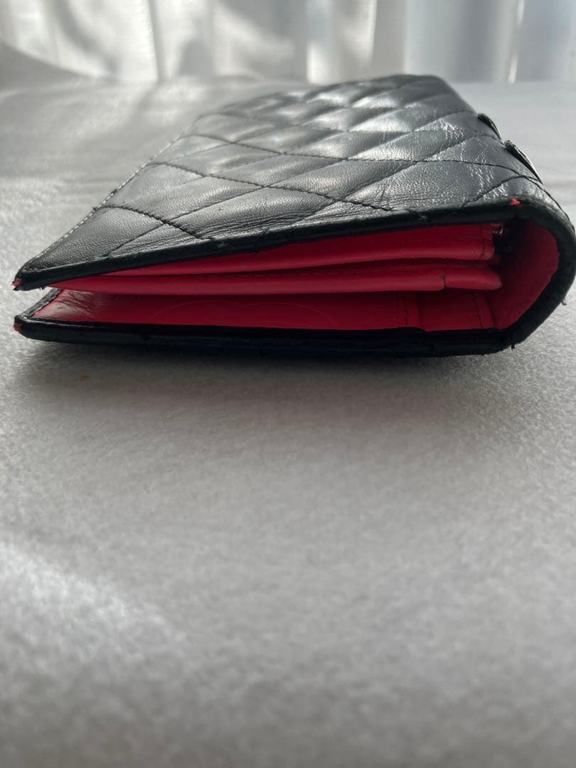 シャネル 長財布 カンボンライン ブラック ピンク