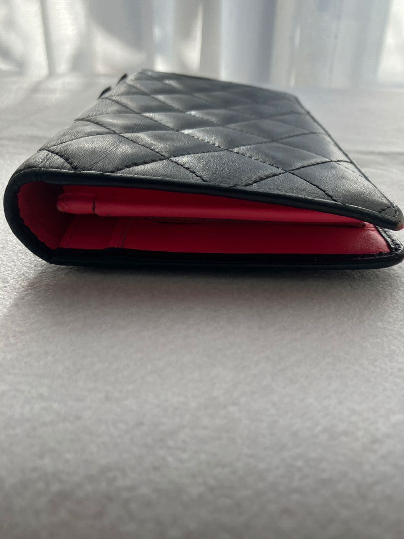 シャネル 長財布 カンボンライン ブラック ピンク