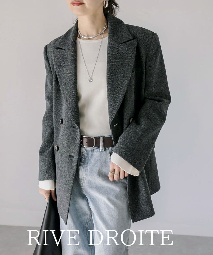 新品 RIVE DROITE コート感覚で羽織れる ヘリンボンジャケット