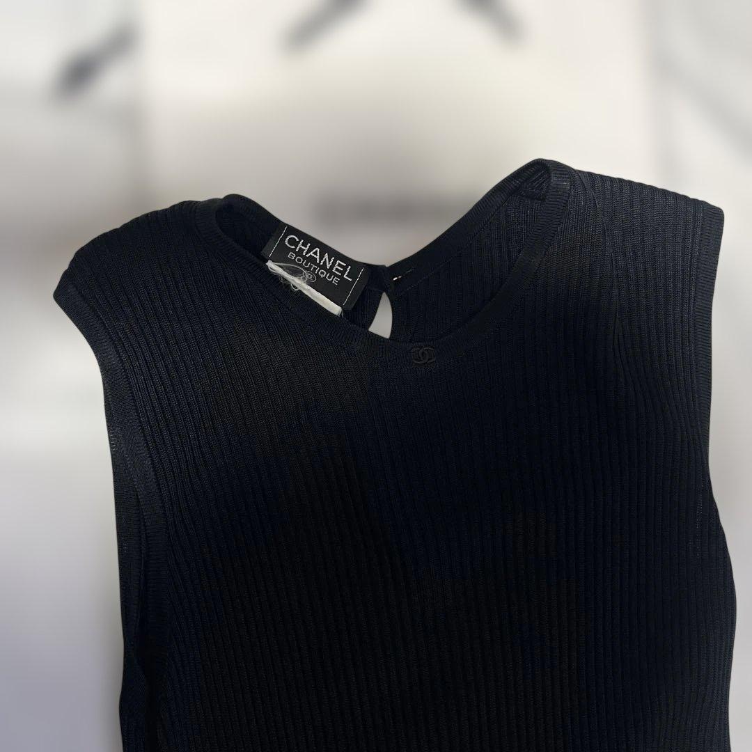 CHANEL ブラック ノースリーブ ワンピース