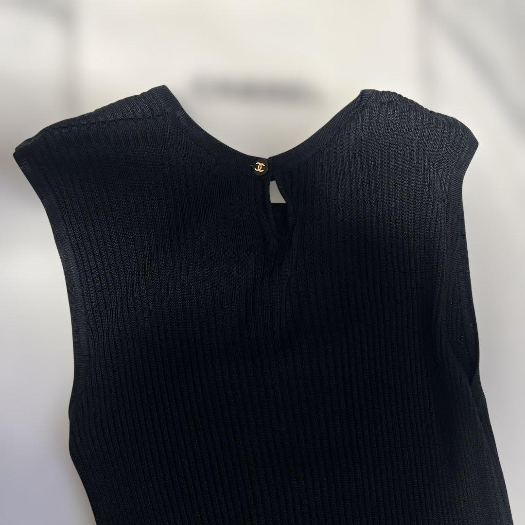 CHANEL ブラック ノースリーブ ワンピース