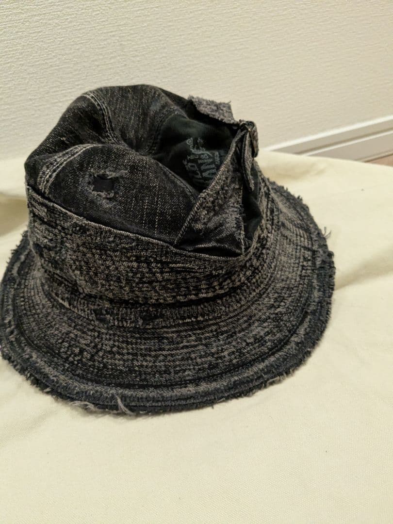 ●黒　kapital 11.5ozデニム　老人と海HAT（クラッシュリメイク）
