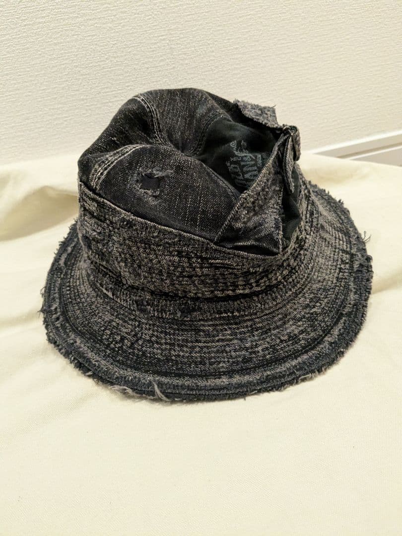 ●黒　kapital 11.5ozデニム　老人と海HAT（クラッシュリメイク）