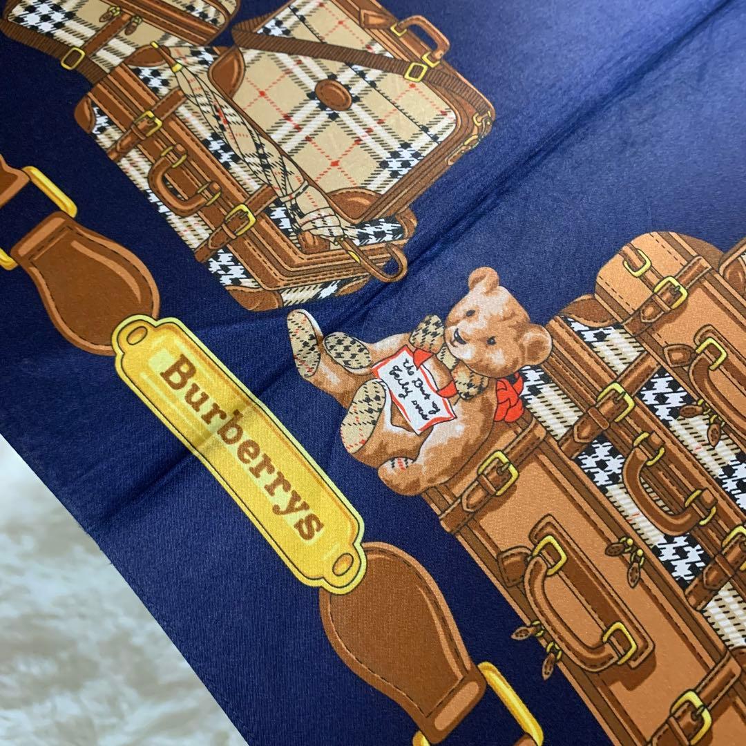 極希少✨バーバリー 長傘 雨傘 ノバチェック テディベア柄 クマ ネイビー