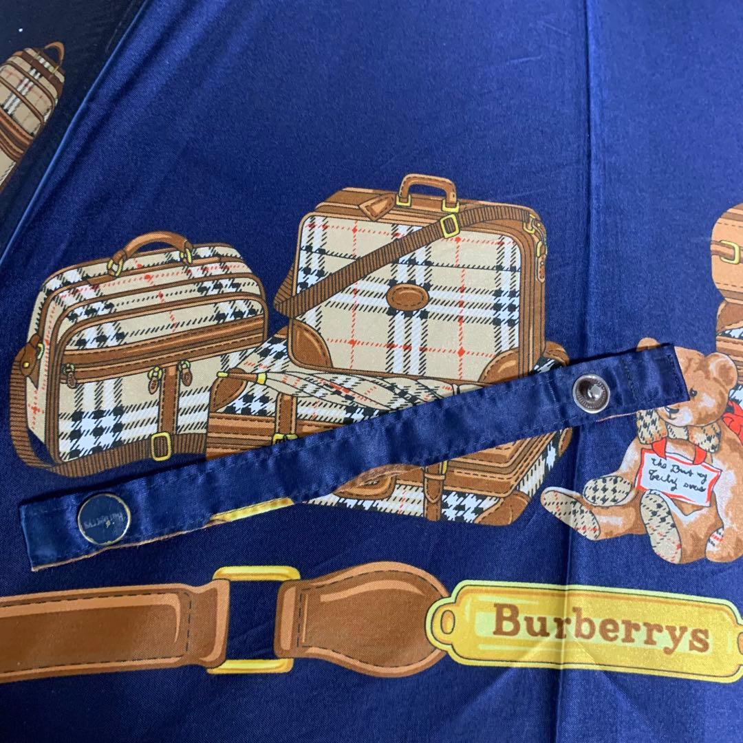 極希少✨バーバリー 長傘 雨傘 ノバチェック テディベア柄 クマ ネイビー