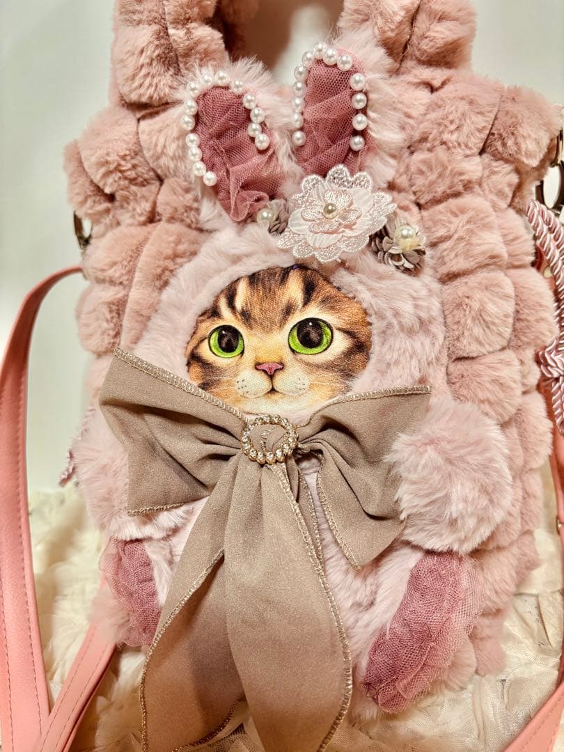 コヤンイサムチョン　ピンクファー巾着バッグ　ショルダーバッグ