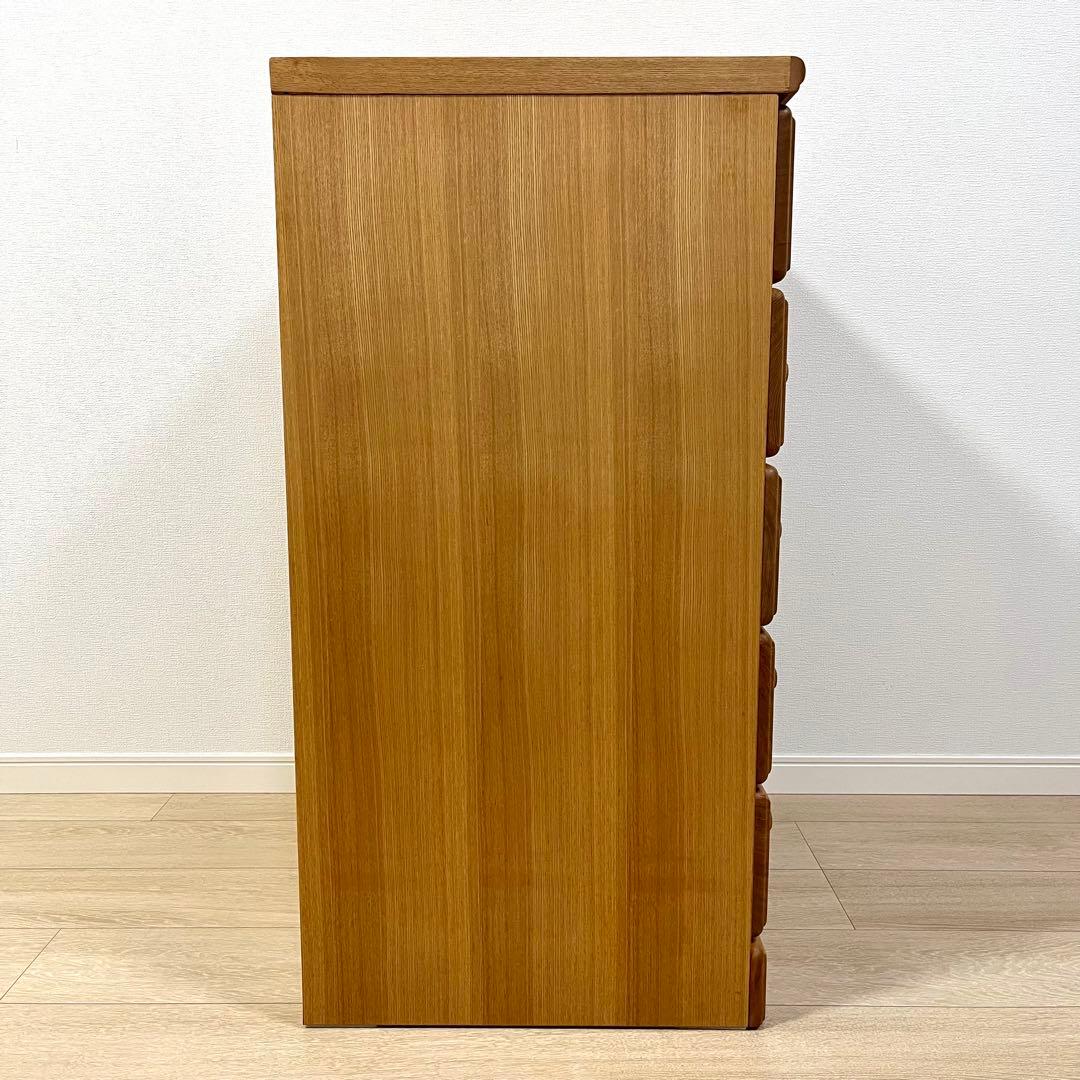 ち06【美品】起立木工 天然木タモ材 チェスト 5段 国産家具 収納タンス