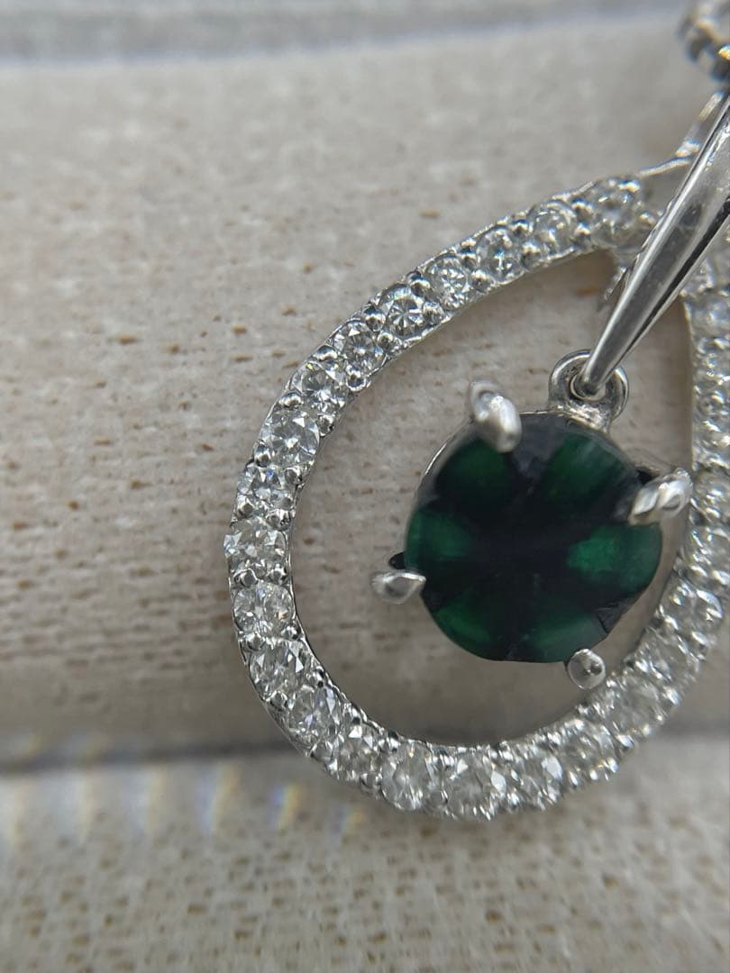 JB6★高級 トラピッチェエメラルド0.66ct D K18WG ヘッド 鑑付