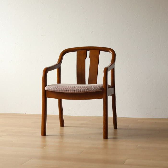 オールド カリモク アームチェア レトロ 肘付イス ③