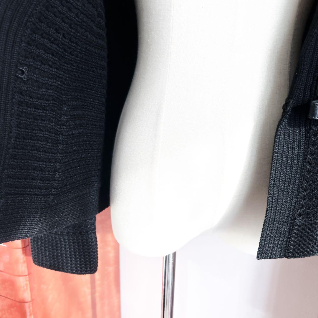 美品　サルバトーレフェラガモ ウール　本革　ニット　ジャケット　ガンチーニ