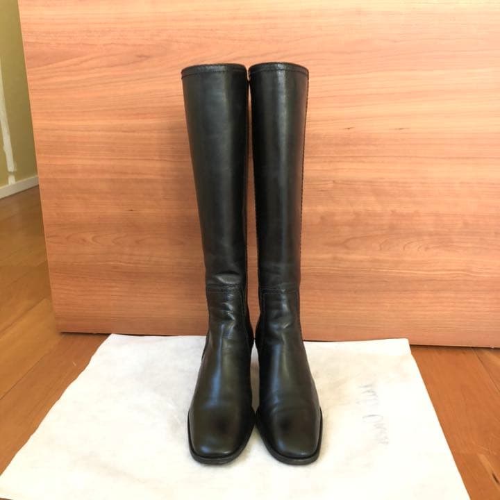 バリー　ロングブーツ 黒革　36