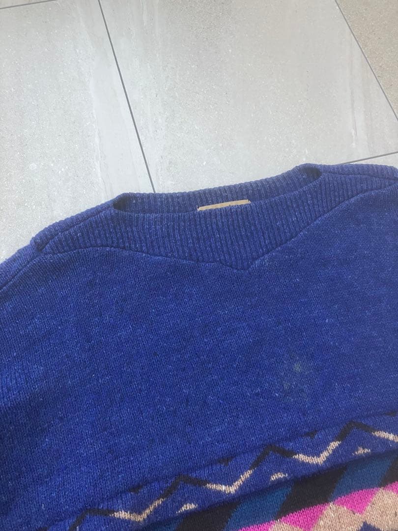 70s Issey Miyake インターシャ ボートネックニット 初期