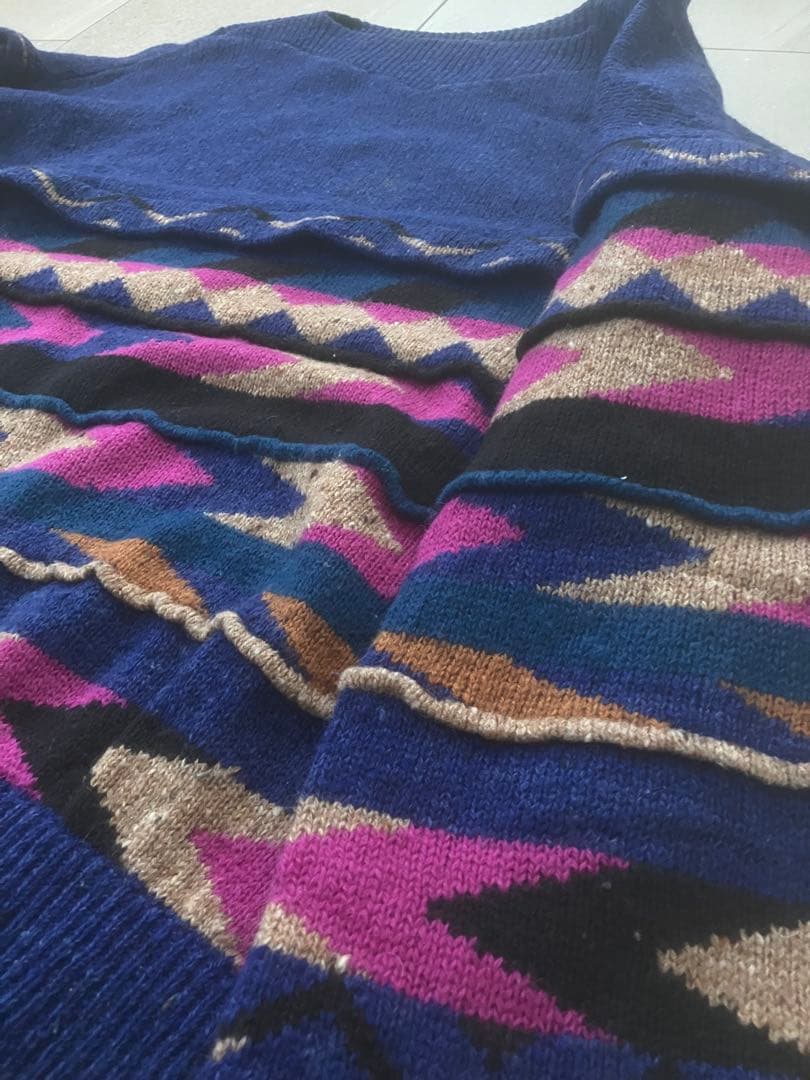 70s Issey Miyake インターシャ ボートネックニット 初期