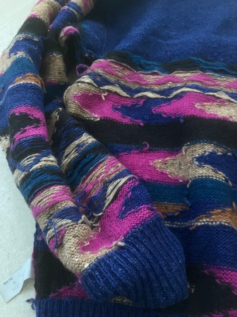 70s Issey Miyake インターシャ ボートネックニット 初期