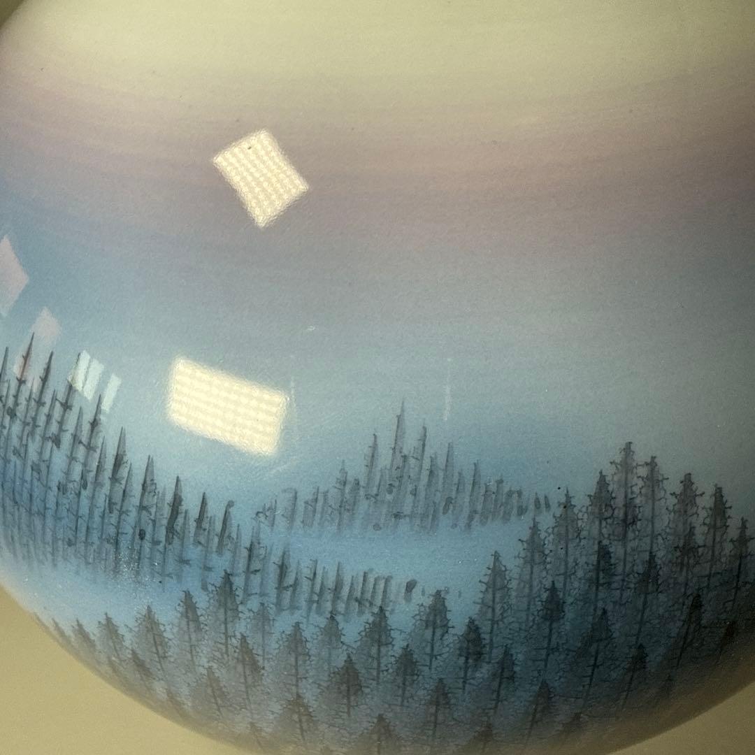 藤井朱明　「朝日」　陰刻銘　高23.7cm　名品　朱明窯　日展入選多数　本物