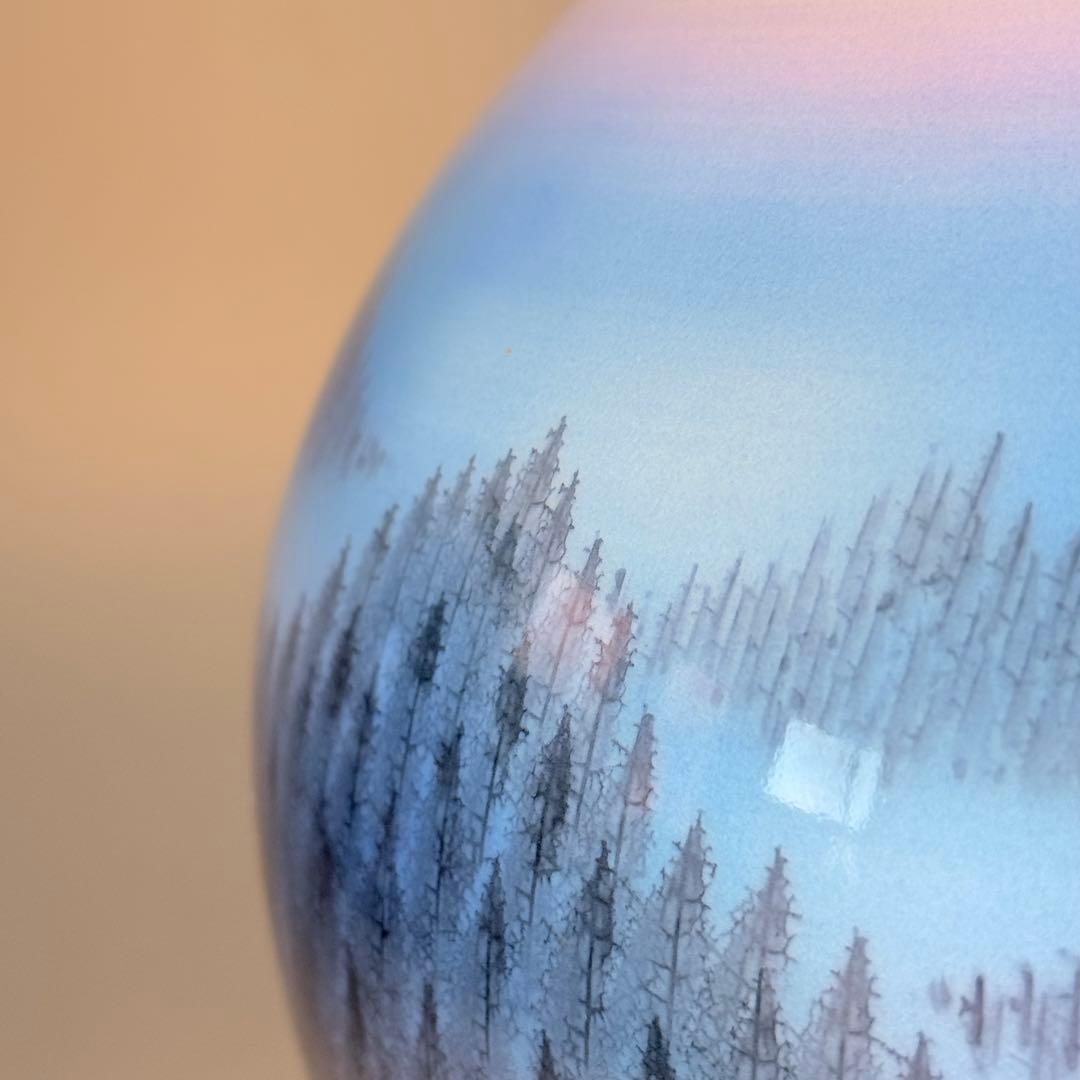 藤井朱明　「朝日」　陰刻銘　高23.7cm　名品　朱明窯　日展入選多数　本物