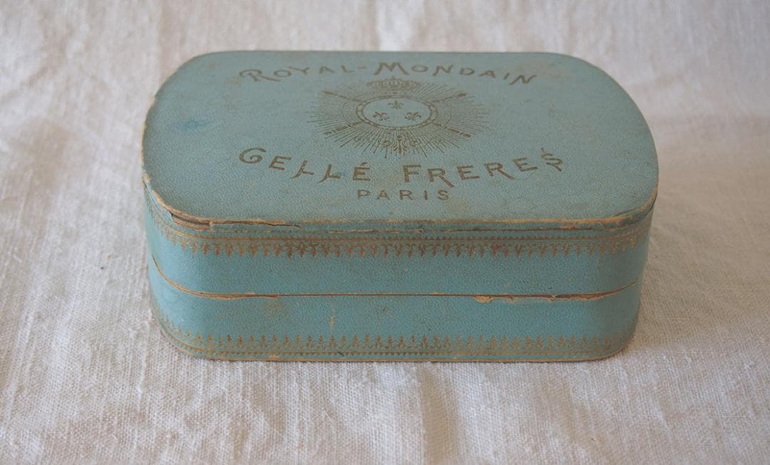 フルール・ド・リス 古い紙箱 19世紀 パリ 小物入れ カルトナージ/K384