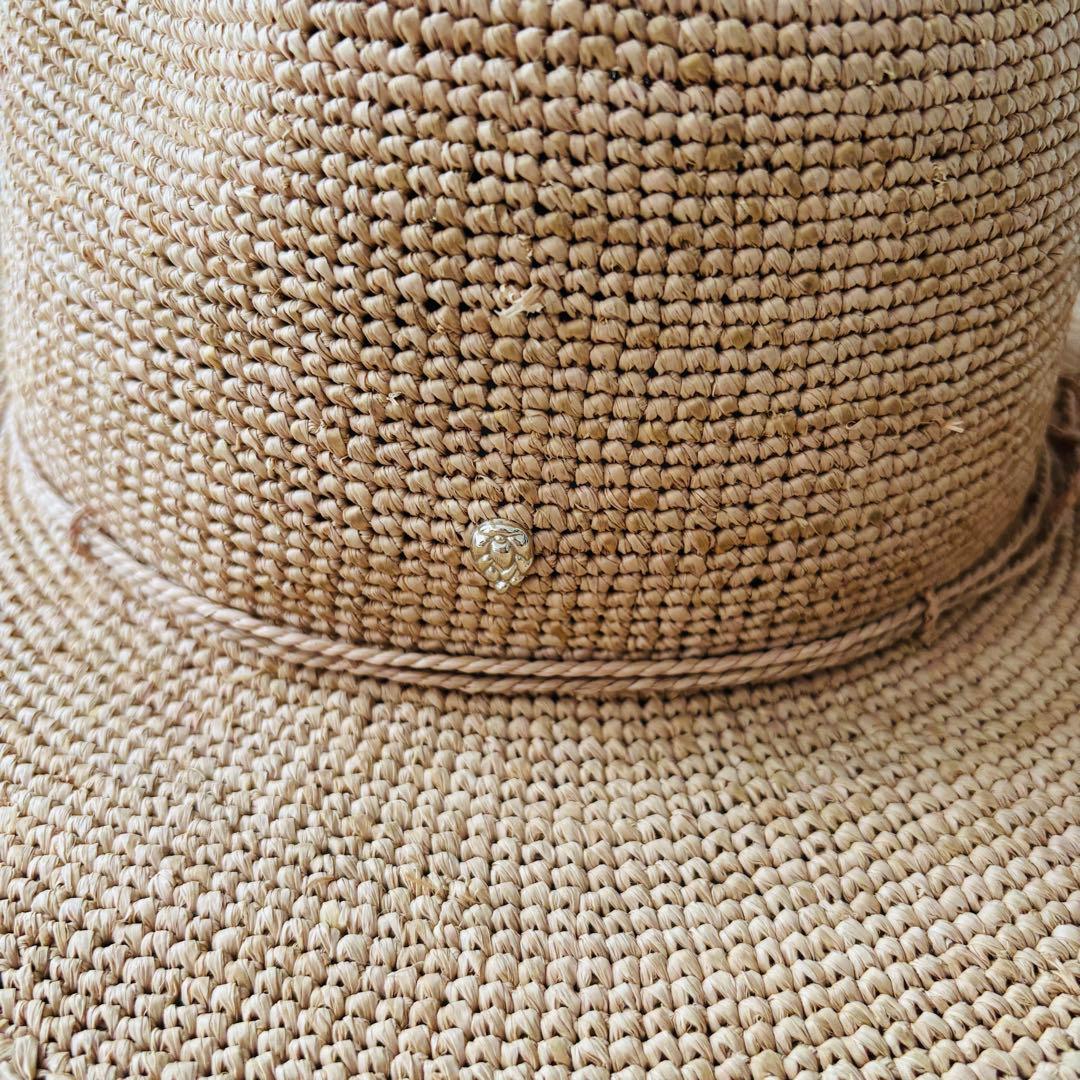 ヘレンカミンスキー 麦わら帽子 ラフィアハット つば広 ベージュ 夏 紫外線対策