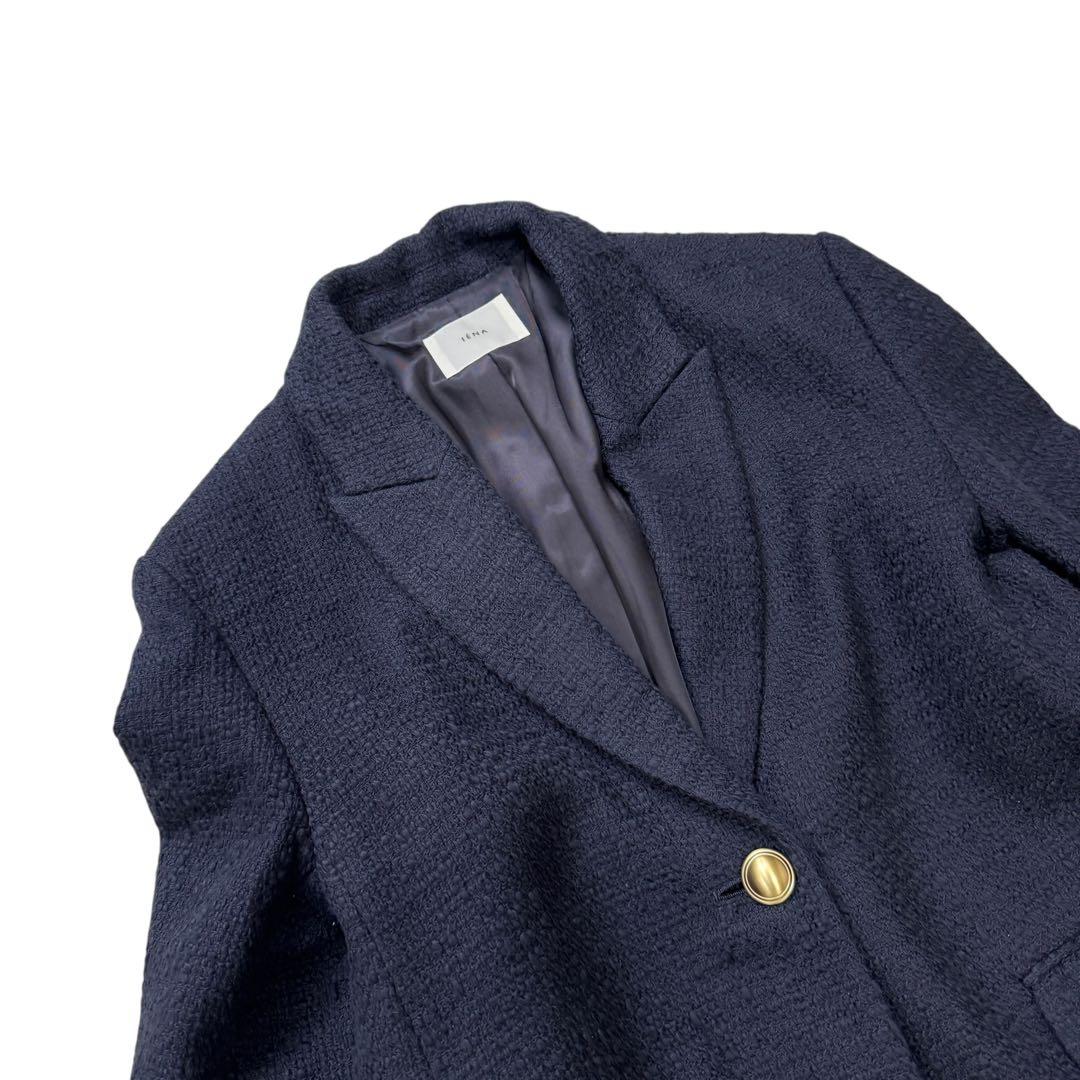 イエナ 22年 ツイードテーラードジャケット 金ボタン 38 ネイビー