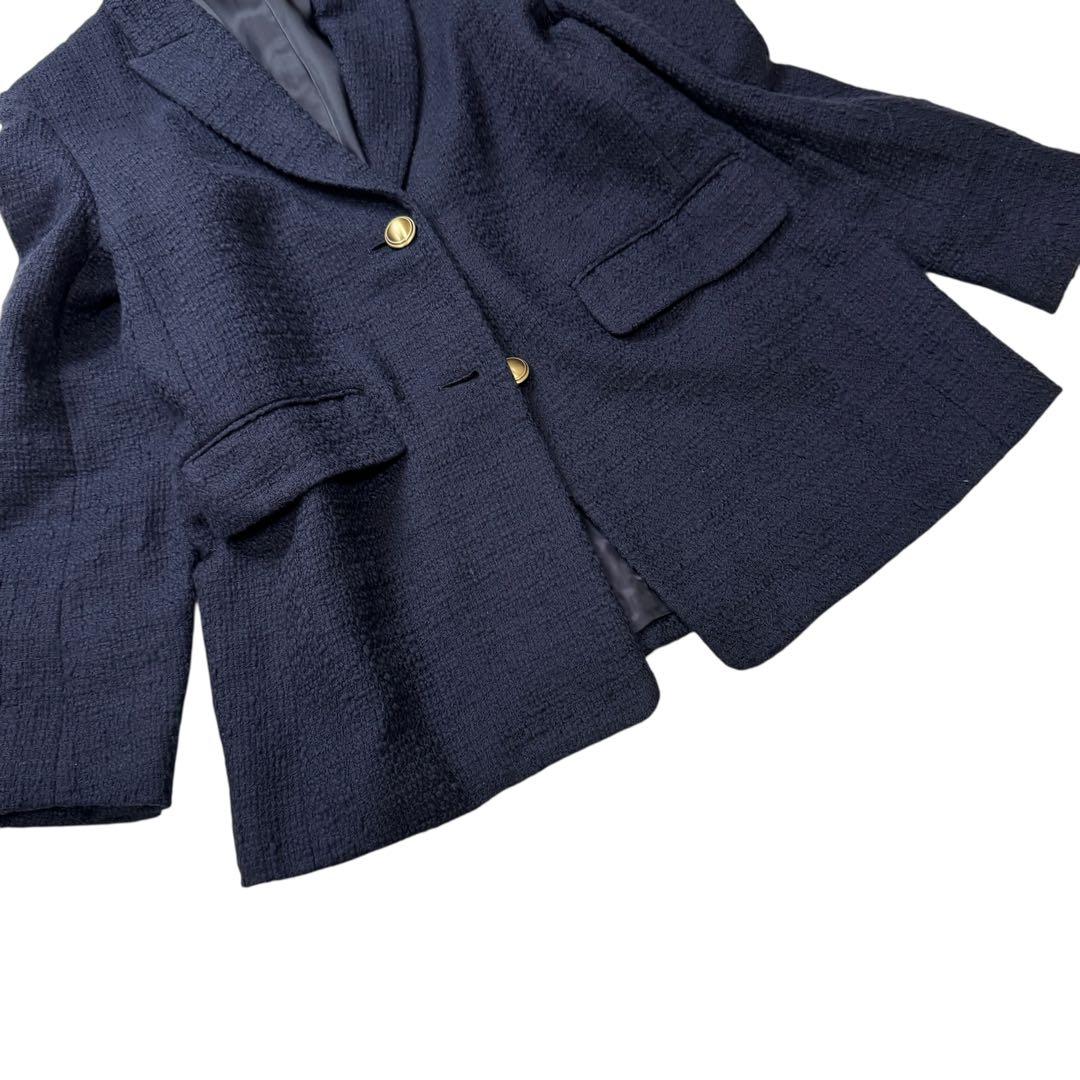 イエナ 22年 ツイードテーラードジャケット 金ボタン 38 ネイビー