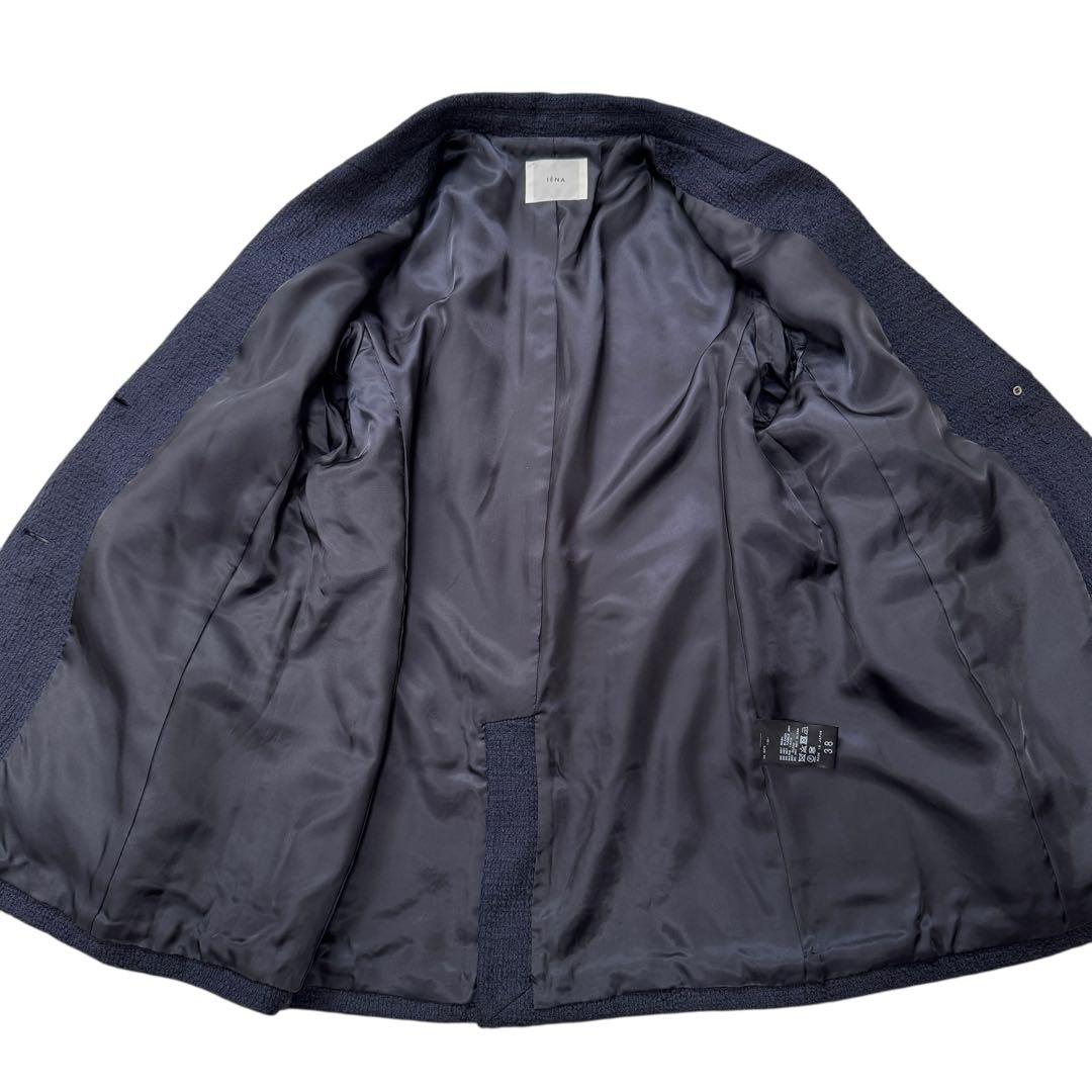 イエナ 22年 ツイードテーラードジャケット 金ボタン 38 ネイビー