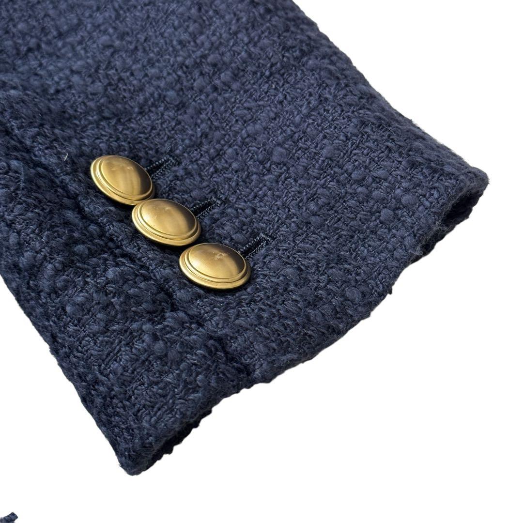 イエナ 22年 ツイードテーラードジャケット 金ボタン 38 ネイビー