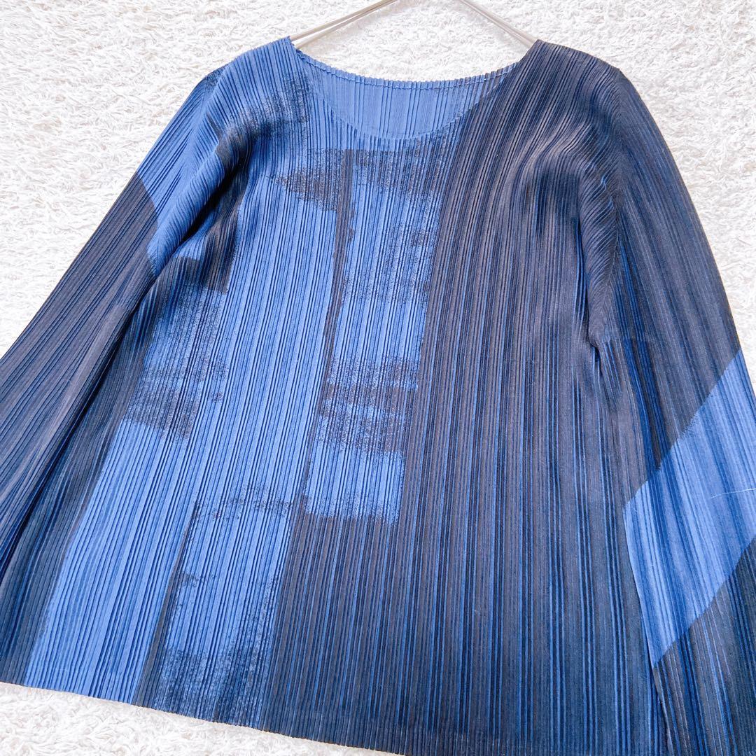 プリーツプリーズ　イッセイミヤケ 総柄　カットソー　L