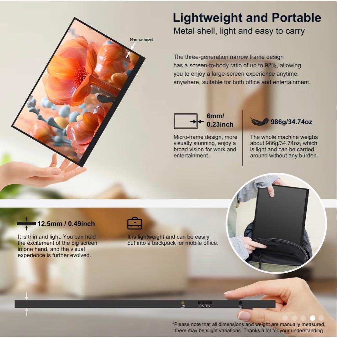 新品未使用NSEOVS 18.5インチ ポータブルモニターFHDモバイルモニター