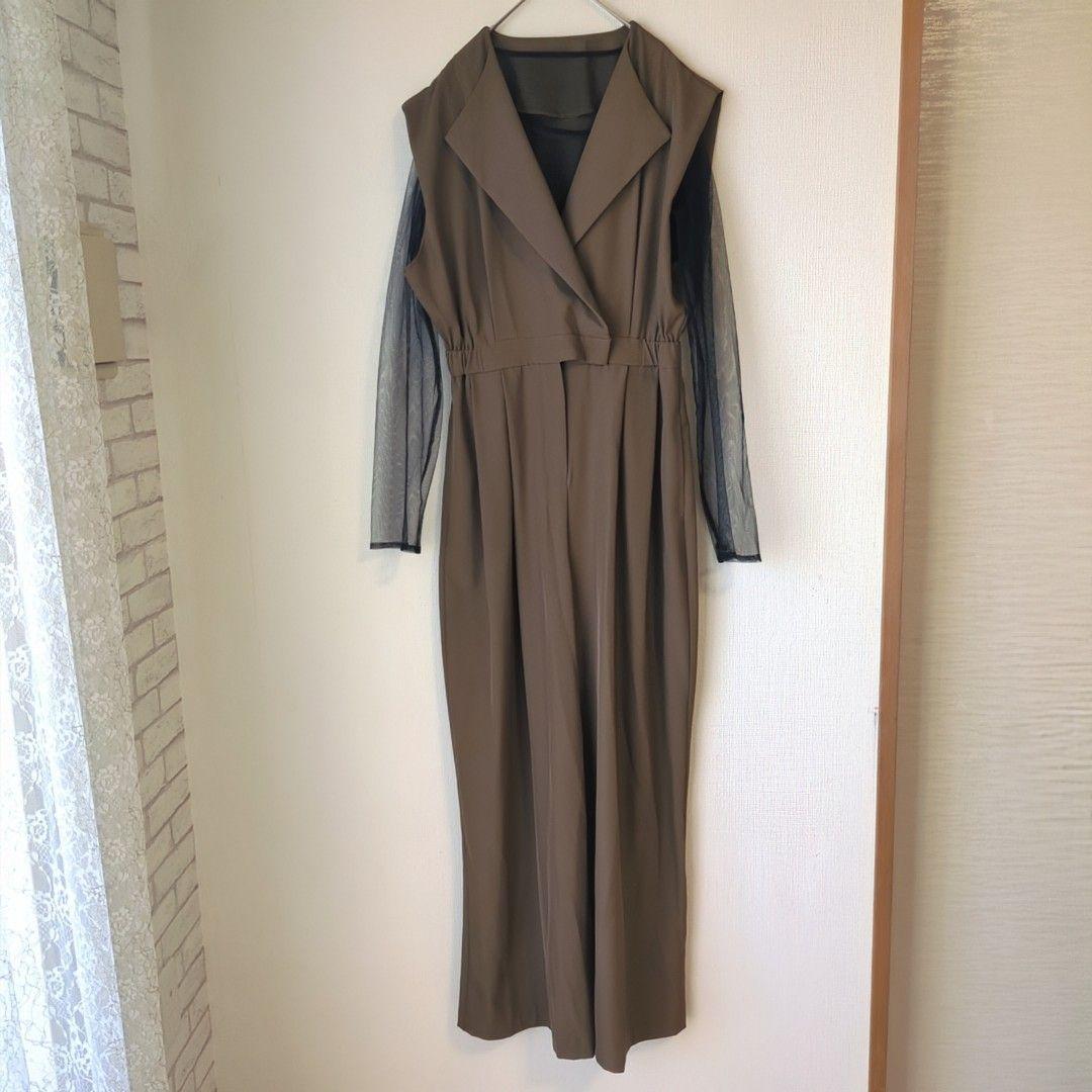 美品 niana ニアナ スタンドアウトカラーオールインパンツL 大きいゆったり