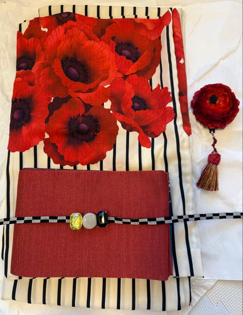 （7点セット）ふりふ アネモネ 姉萌音 浴衣 帯 帯締 帯飾り