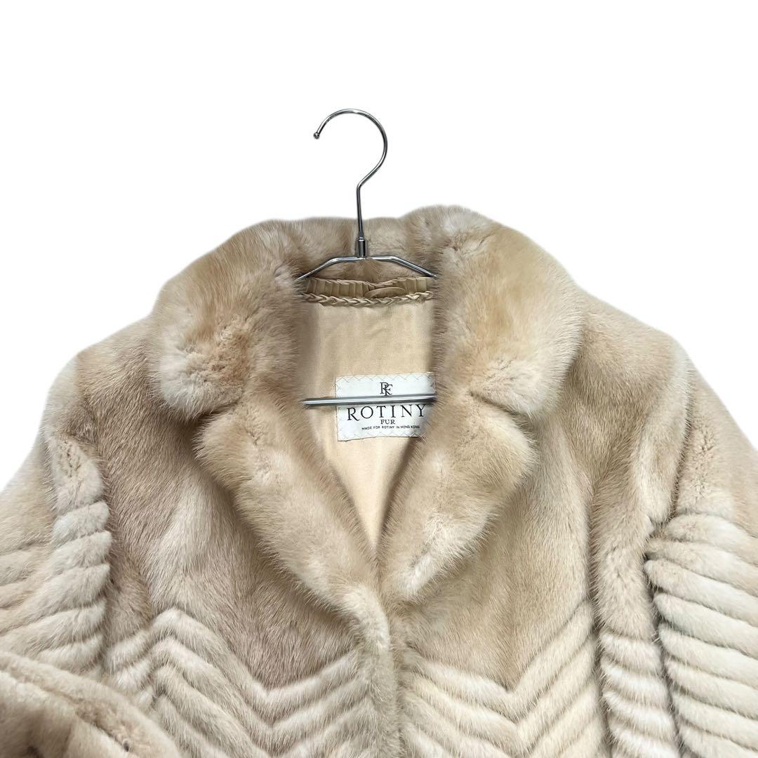 パステルミンク 毛皮コート シェブロン ヘリンボーン リアルファー 13号