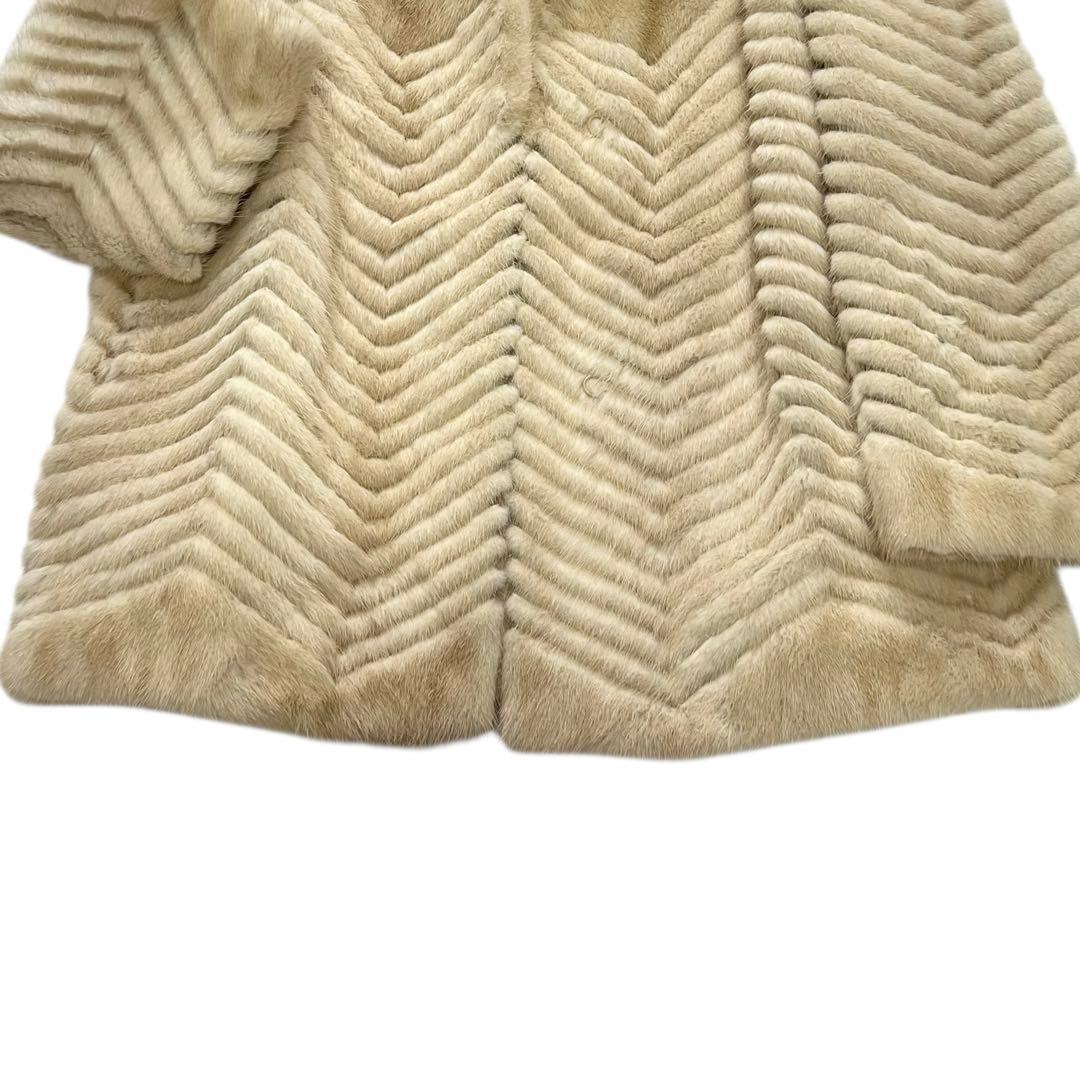 パステルミンク 毛皮コート シェブロン ヘリンボーン リアルファー 13号