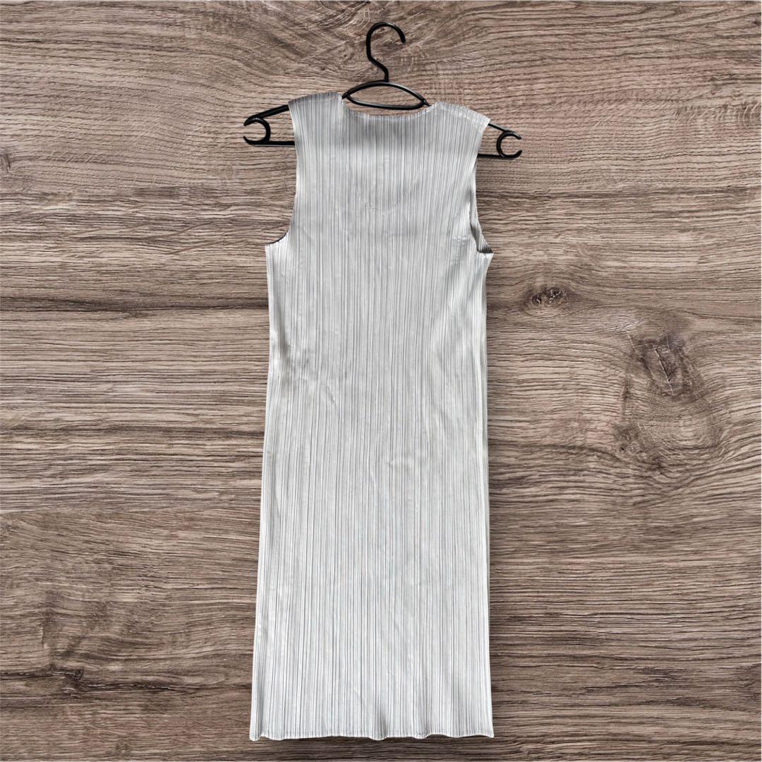 PLEATS PLEASE ロングタンクトップ ノースリーブワンピース グレー