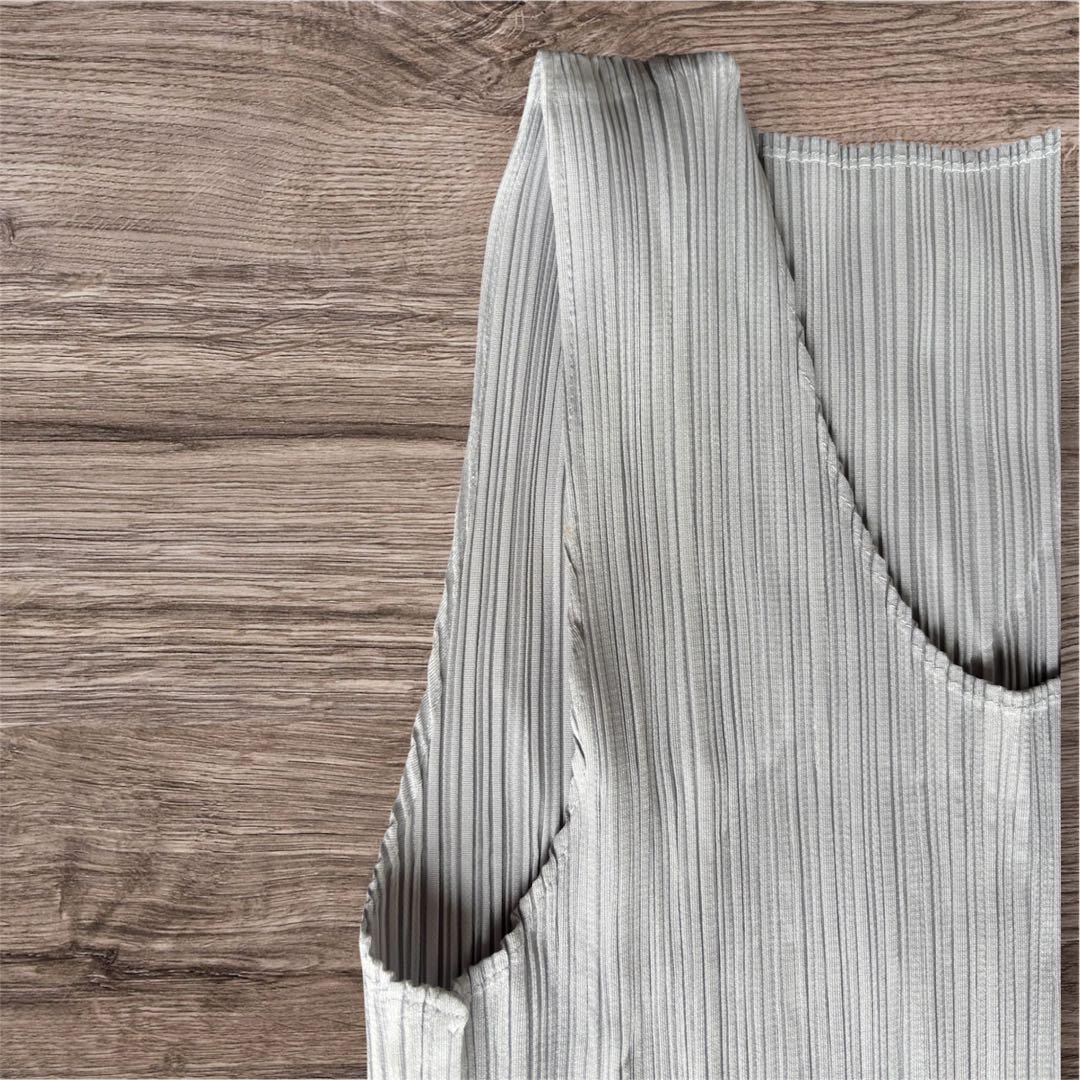 PLEATS PLEASE ロングタンクトップ ノースリーブワンピース グレー