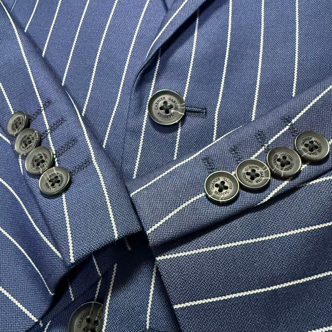 【好デザイン】GARNIER 3ピーススーツ L ネイビー ストライプ