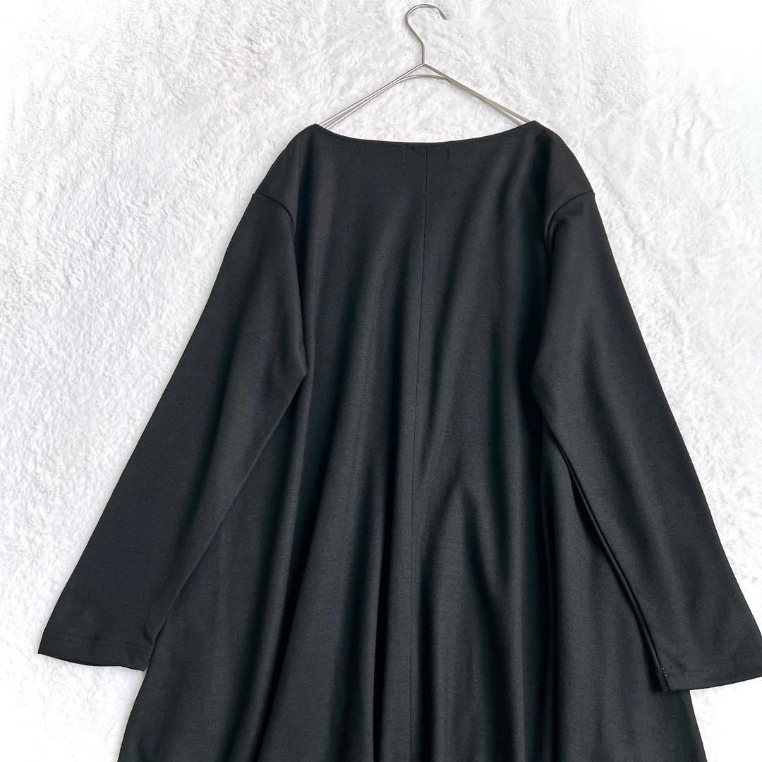 【kagure かぐれ】ウールカットパイピングワンピース(F)ウール100% 黒