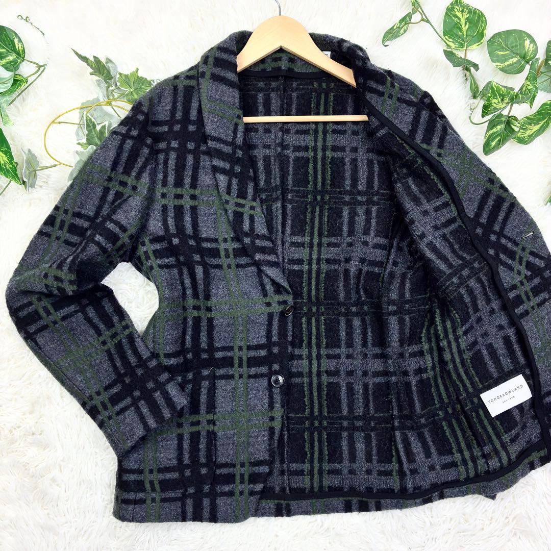 美品　トゥモローランド　タータンチェック　ウールフランネル　ニットテーラード　M