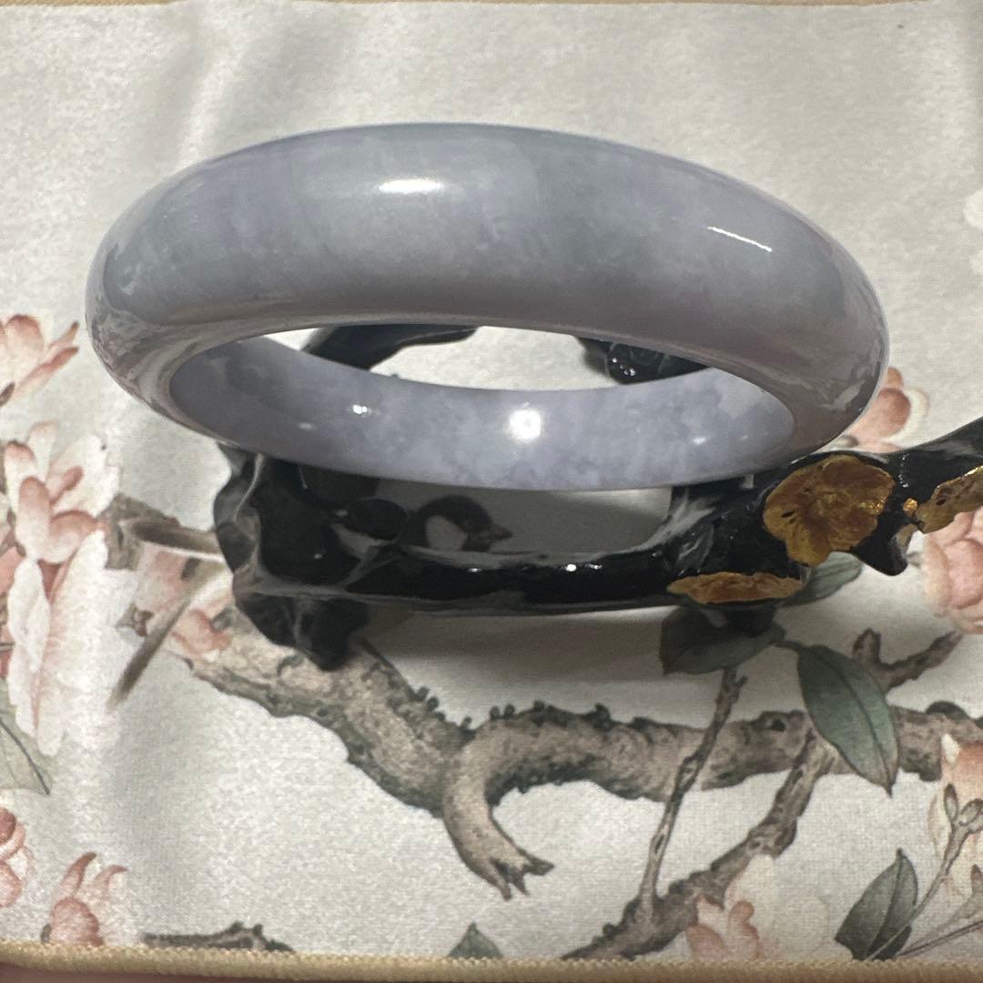 天然翡翠バングル（淡紫灰色・内径58.0mm）