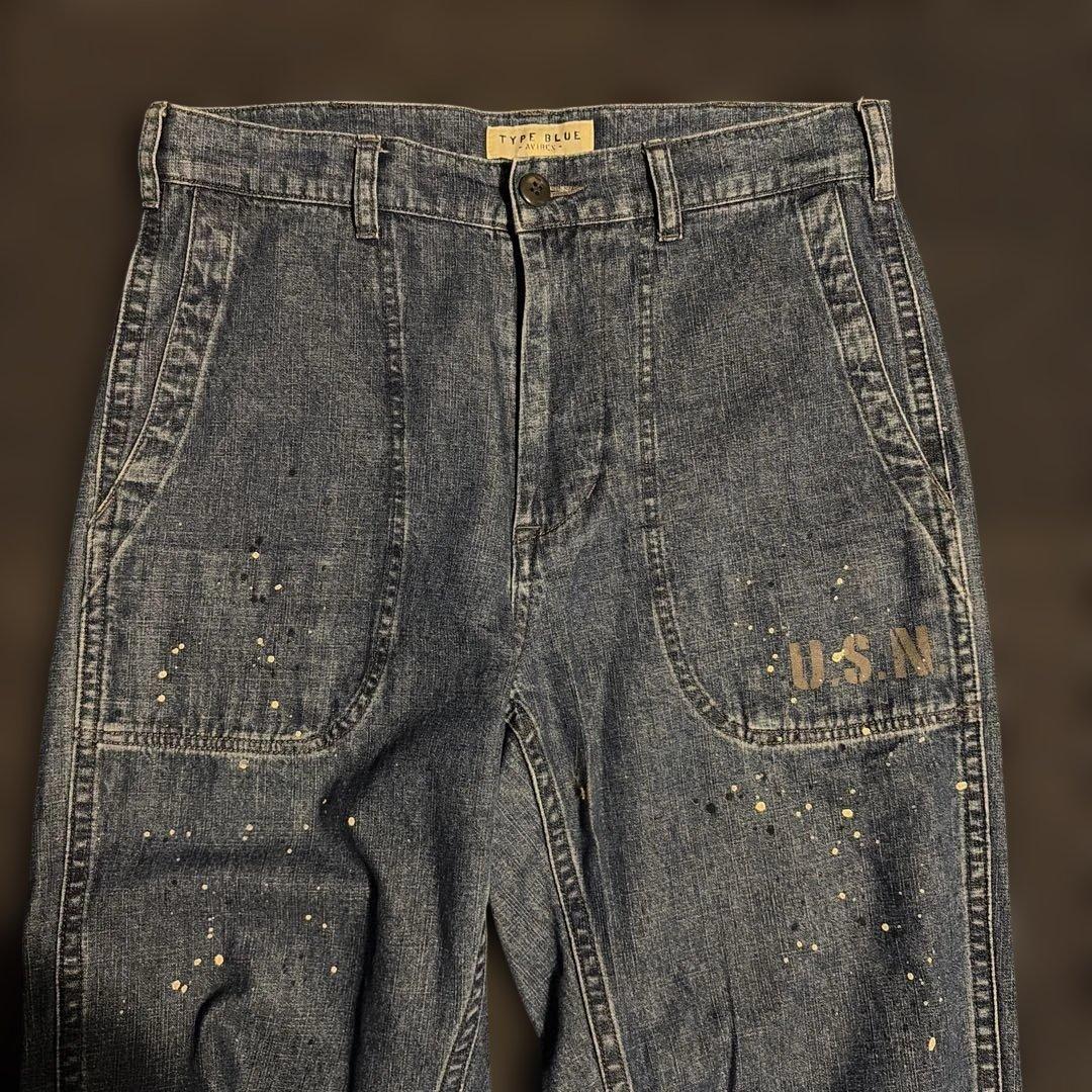 美品AVIREX TYPE BLUE 2本セット ペイント パッチワークデニム